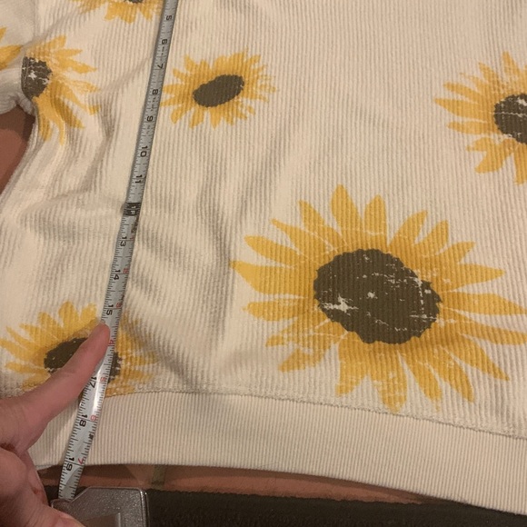 ALTAR’D STATE Sunflower Hoodie Sweatshirt, 
App measure is 22 in x 19 length - Picture 7 of 7